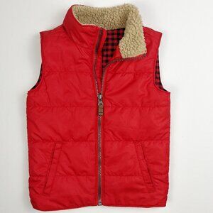 Carter's Red Lightweight Quilted Sherpa-Lined Collar Vest 4T